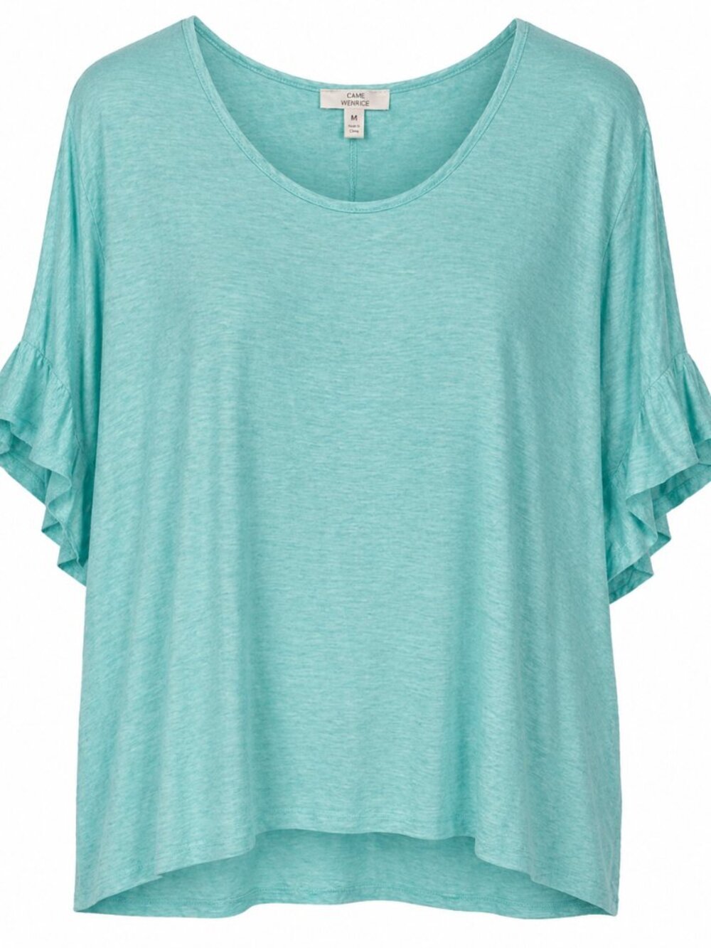 Como Vintage Mint Green Ruffle Sleeve Top Plus Size 3X Flowy Boho Tee
